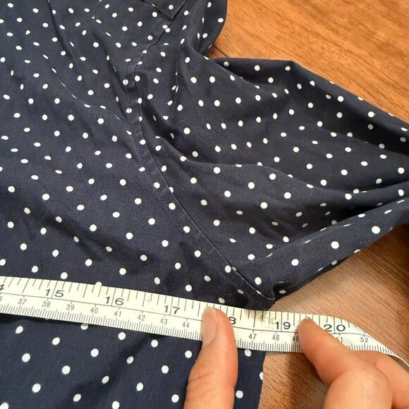 Talbots Womens Navy and White Polka Dot Wrinkle Free Size 10 - Picture 4 of 7